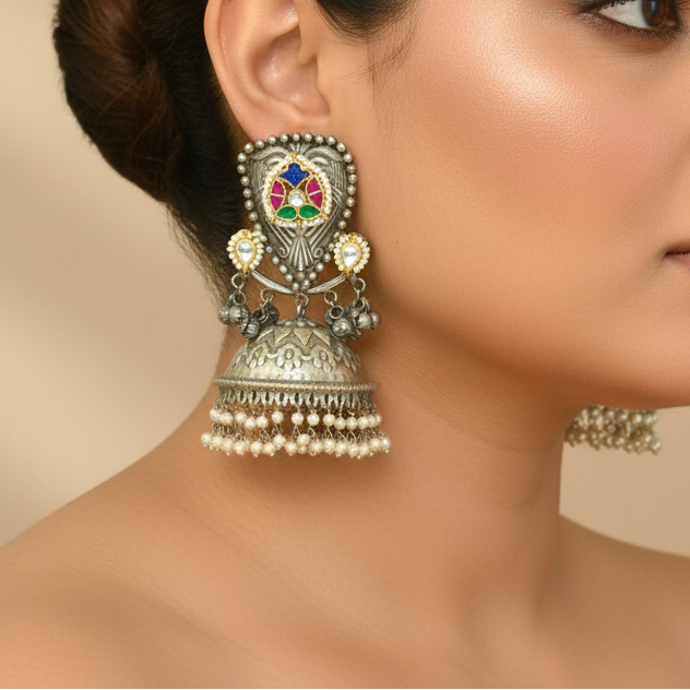 Meghna Pachi Kundan Brass Jhumkas