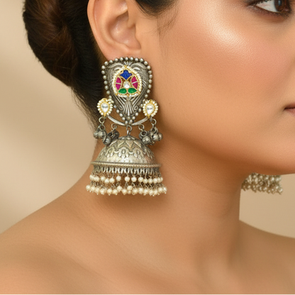 Meghna Pachi Kundan Brass Jhumkas