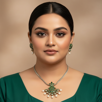 Muhe Designer stone pearl Pendant set