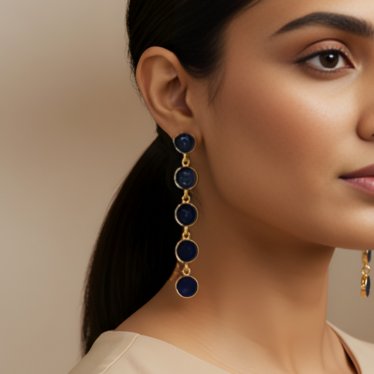 Rista glossy red glass and gold polish drop long earrings