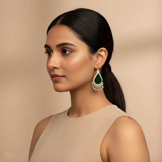 Riya Glass Earrings Dark Green