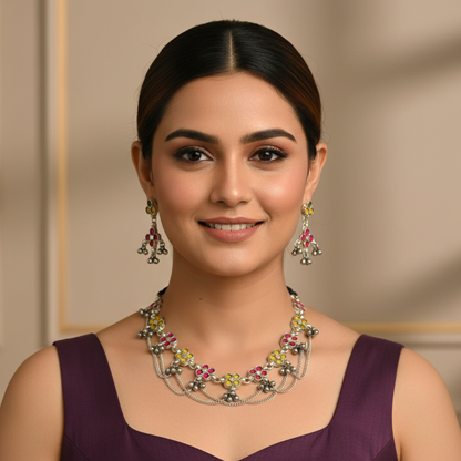 Sonal Glass Necklace Set with Earrings