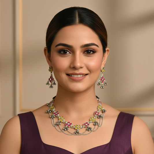 Sonal Glass Necklace Set with Earrings