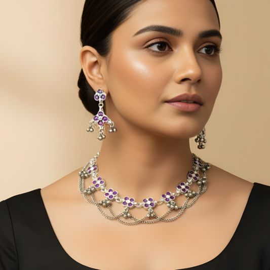 Sonal Glass Necklace Set with Earrings
