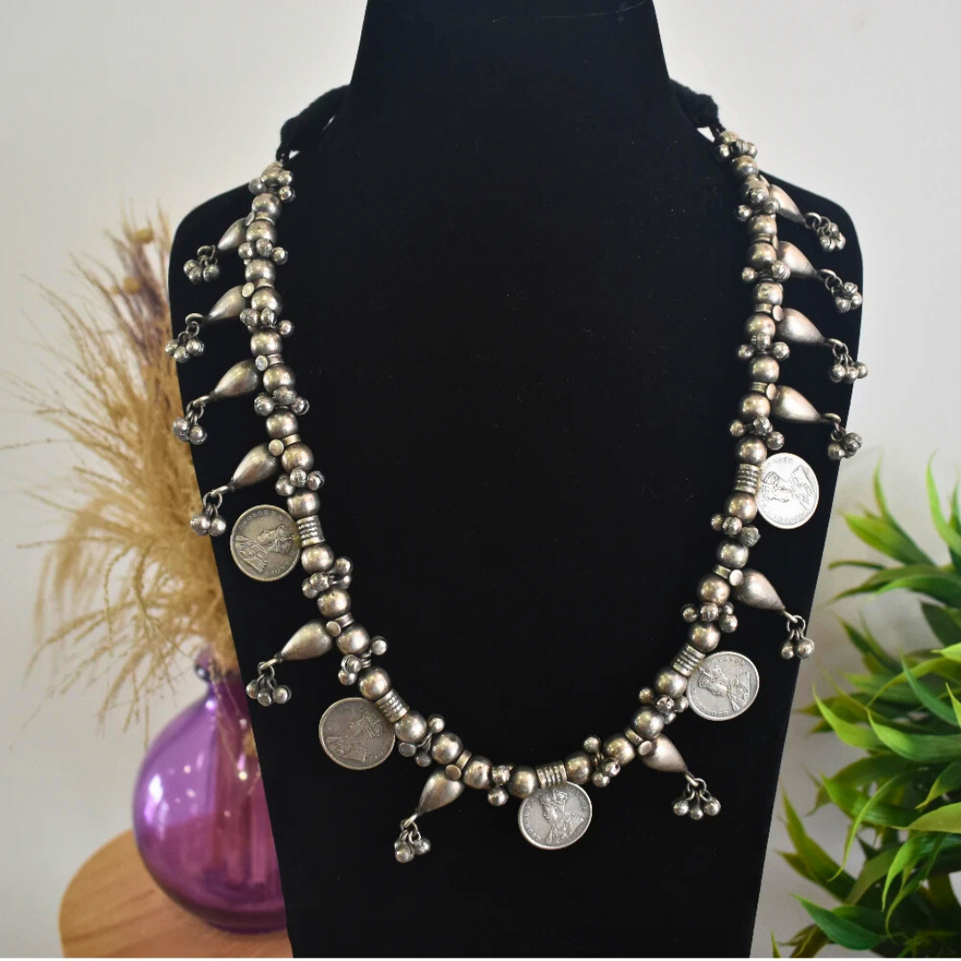 Coin Brass Beaded Necklace