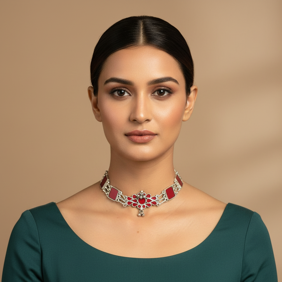 Veena Glass Choker Necklace