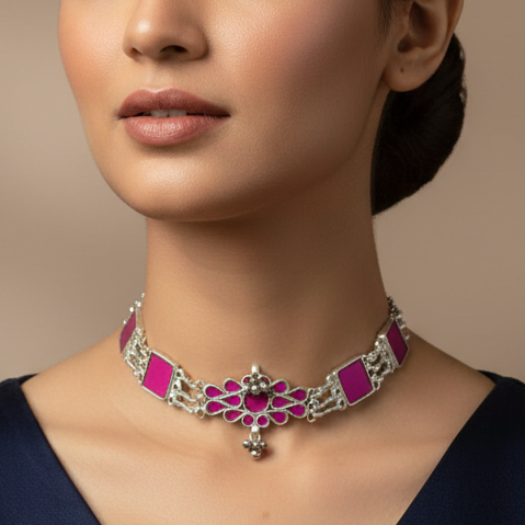 Veena Glass Choker Necklace