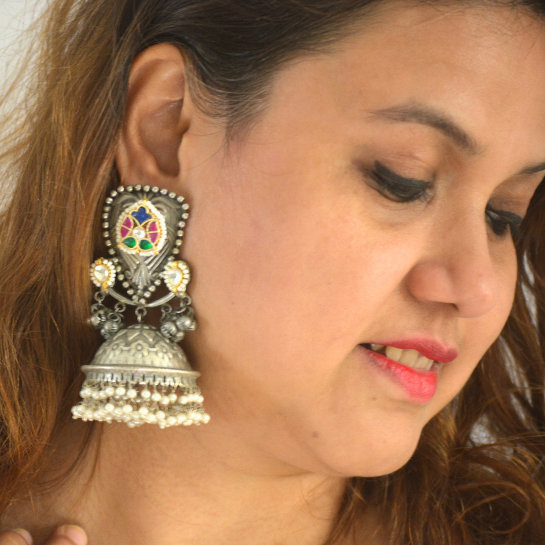 Meghna Pachi Kundan Brass Jhumkas