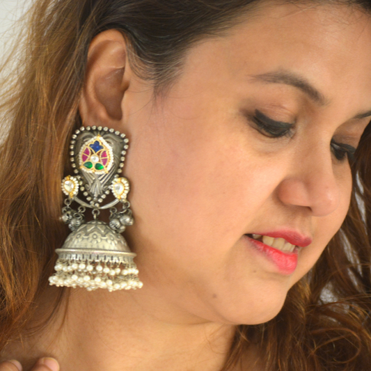 Meghna Pachi Kundan Brass Jhumkas