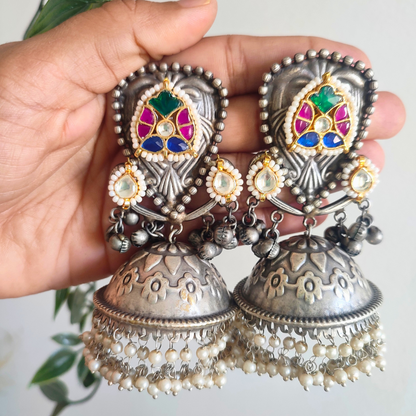 Meghna Pachi Kundan Brass Jhumkas