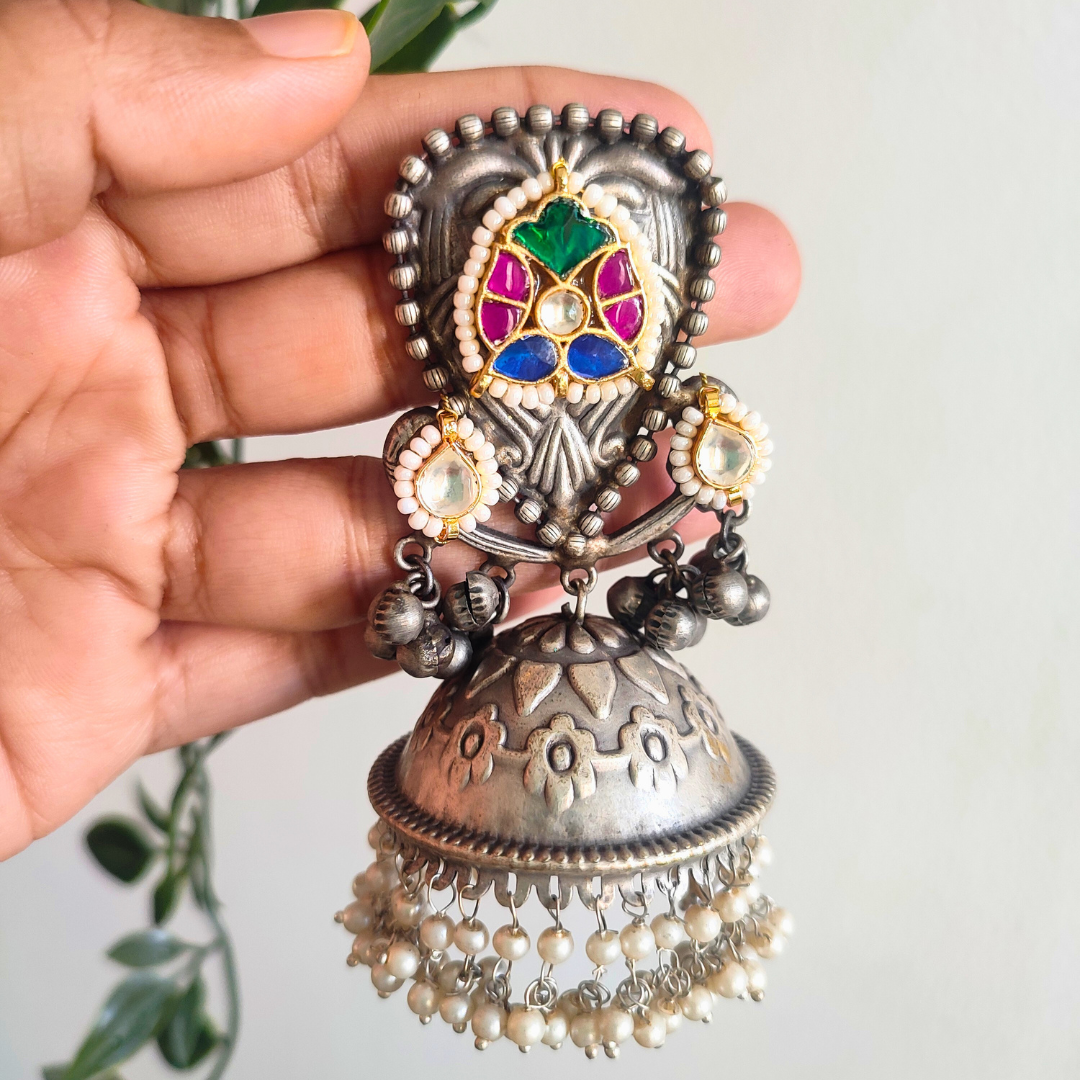 Meghna Pachi Kundan Brass Jhumkas