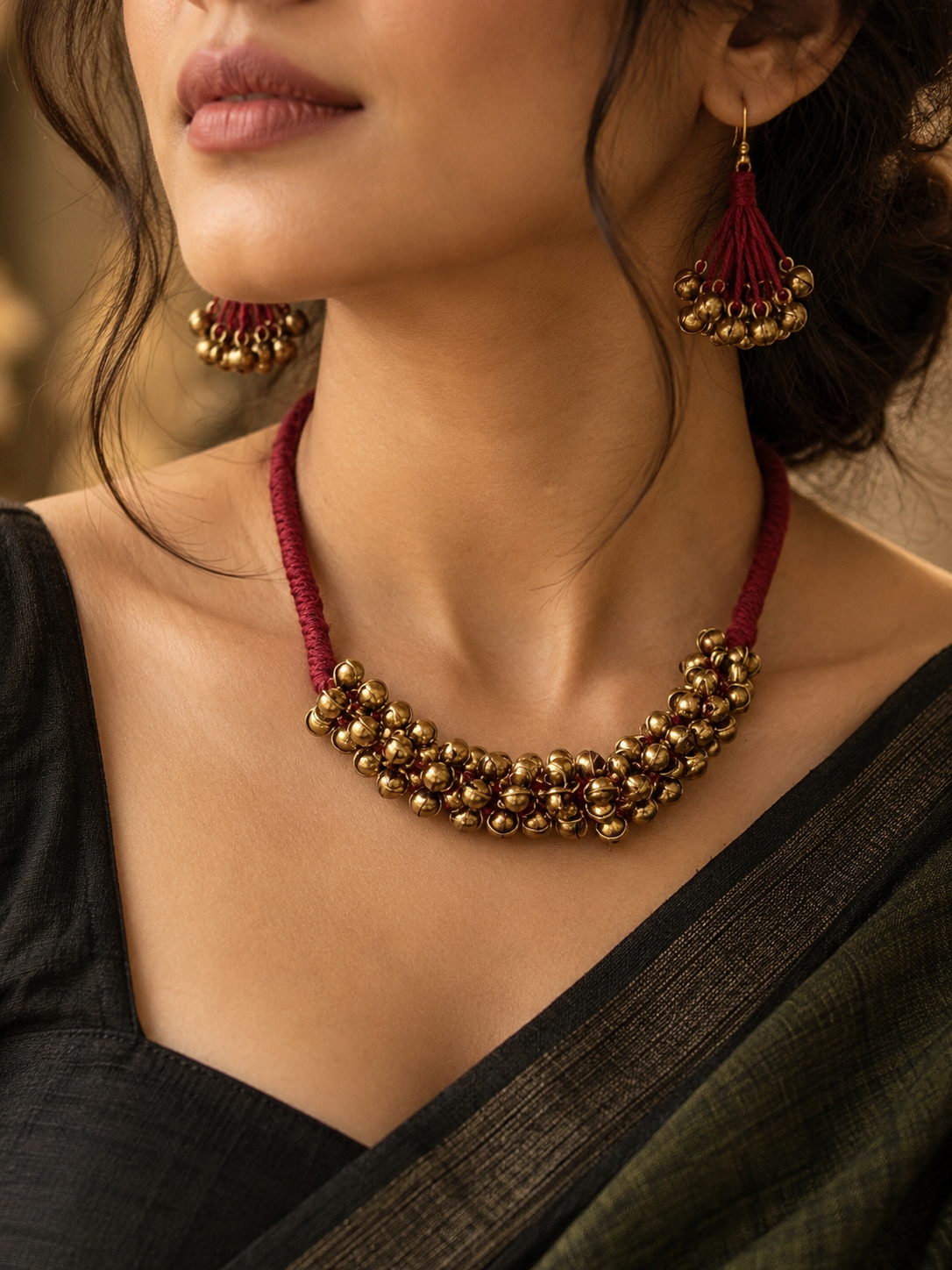 Mohini brass thread necklace set