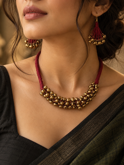 Mohini brass thread necklace set