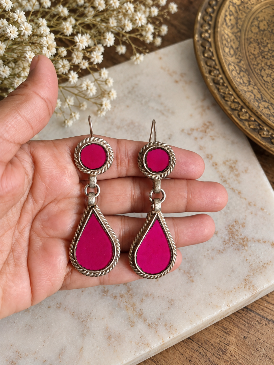 Gumasha Raani pink colour glass earrings