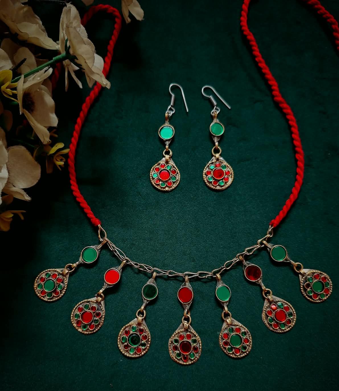 Mrinalini Afghani Necklace set