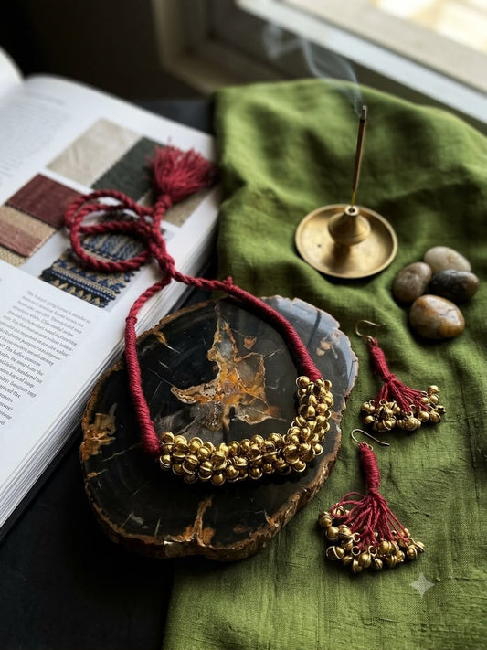Mohini brass thread necklace set
