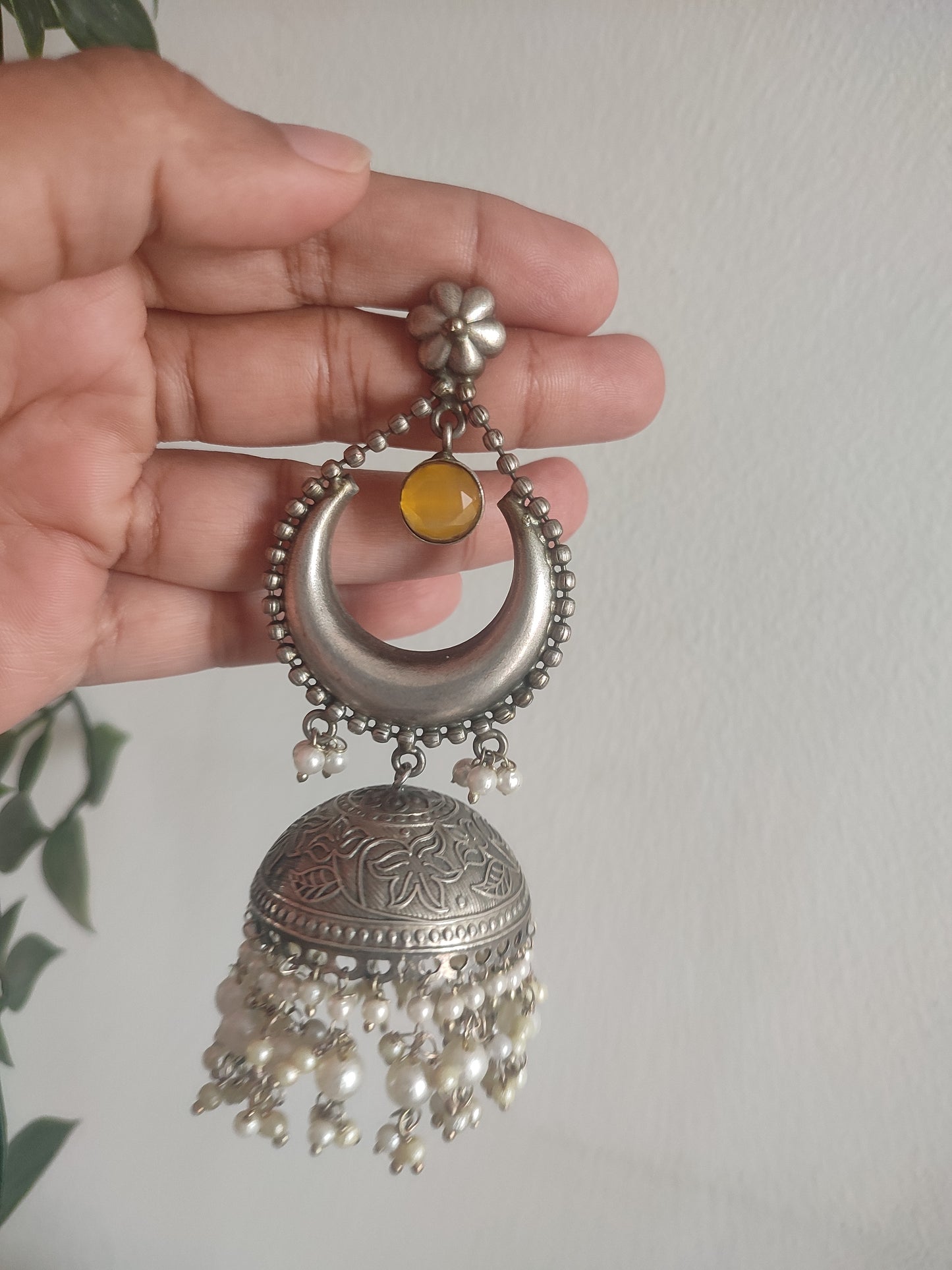 Shahana Stone brass Jhumka