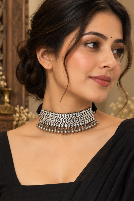 Surili Brass Metal beads choker necklace