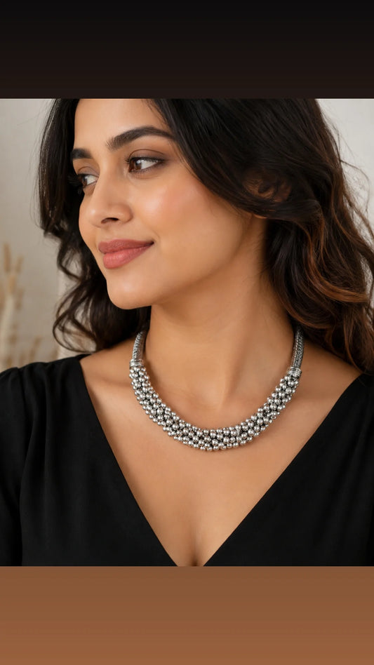 Mrinalini brass ghungroo necklace