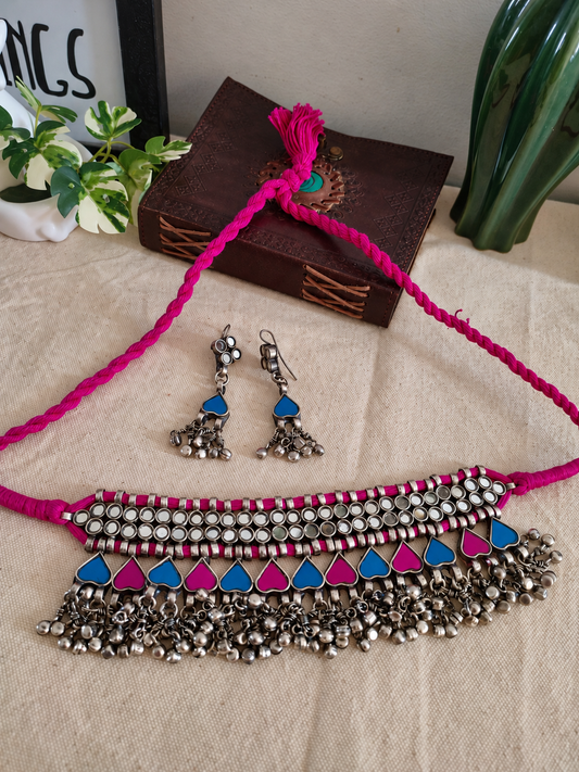 Sumedha Glass choker necklace set heavy