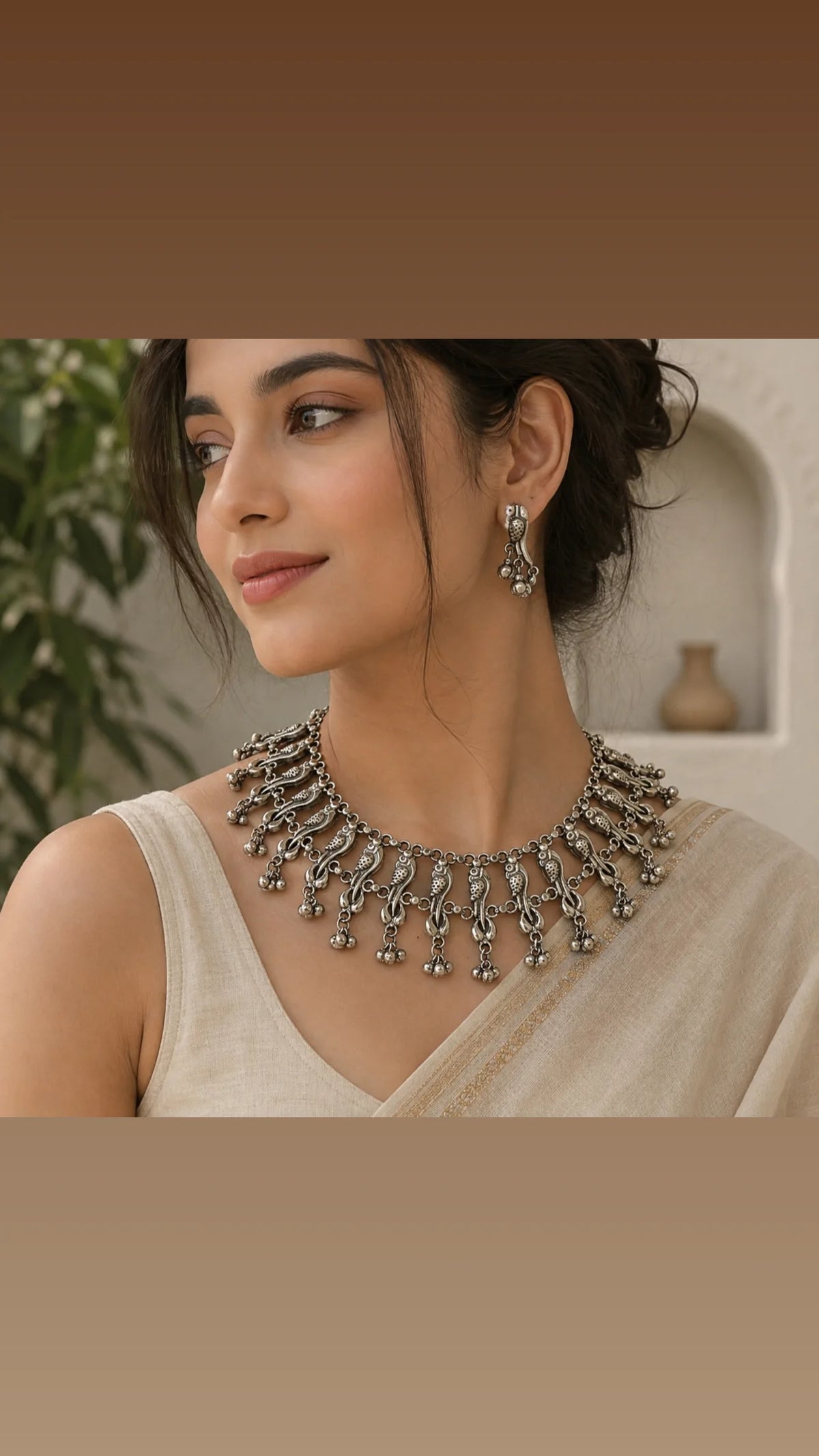 Sunehra bird Brass Necklace Set